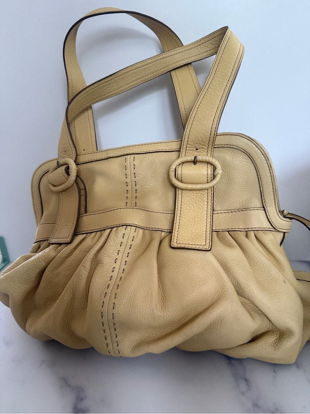 Cole Haan Light Leather Pleated Shoulder Bag